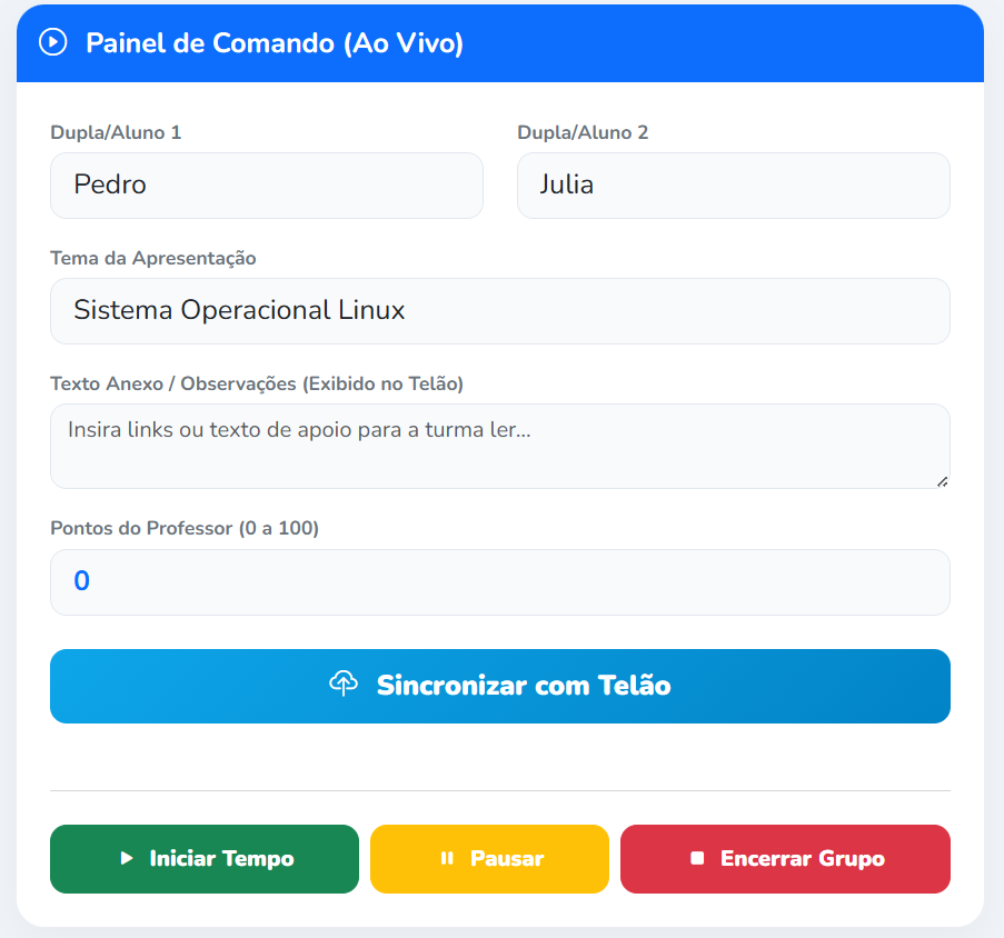 Painel de Comando Superior